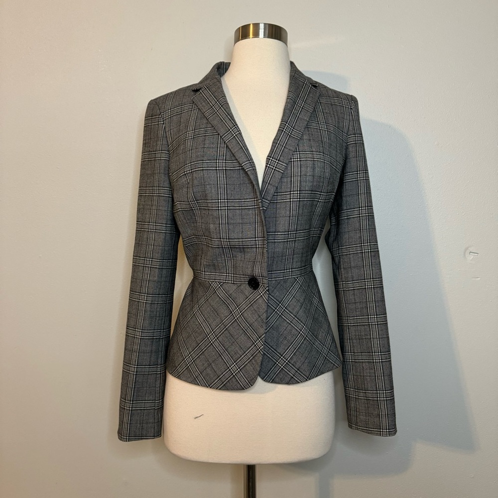Banana Republic Gray Plaid Blazer